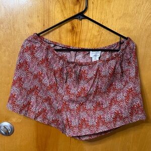 J. Crew High Waist Floral Shorts in Red and White